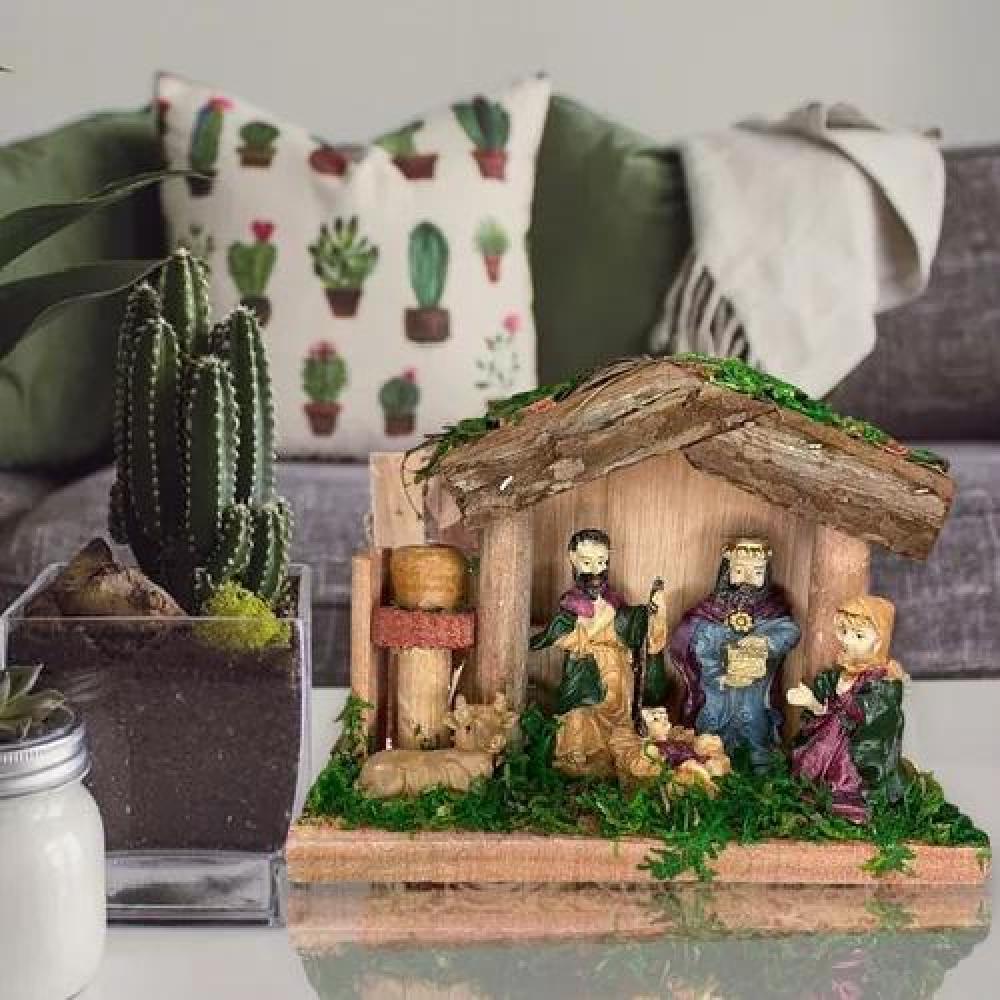 PESEBRES NAVIDEÑOS NACIMIENTO, PESEBRE DE MADERA 11 CM - 4