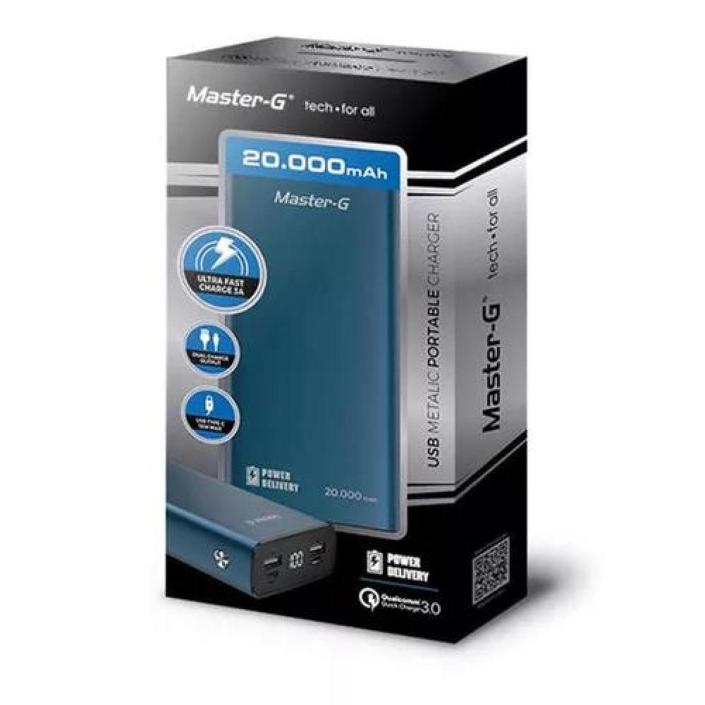 BATERÍA EXTERNA POWER BANK MASTER-G 20,000 MAH, POWER DELIVERY, AZUL - 6
