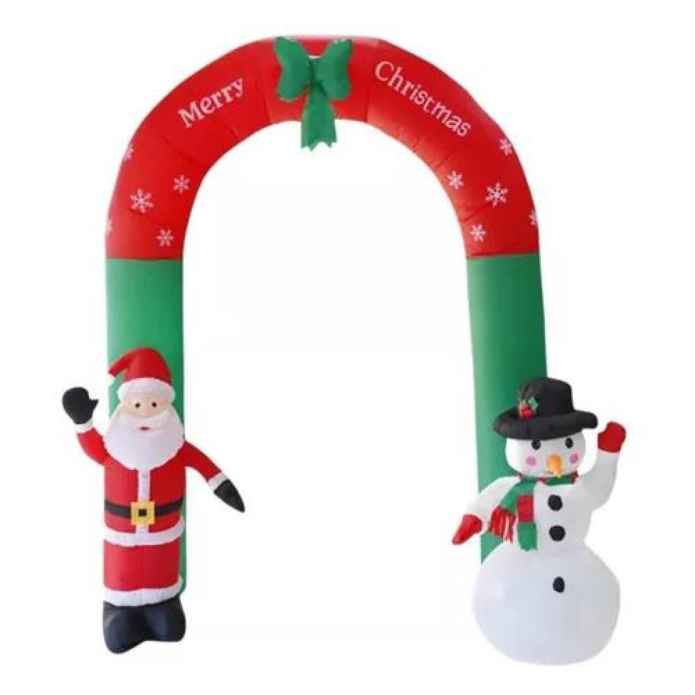 ARCO INFLABLE DE NAVIDAD CON LUCES LED, SANTA Y MUÑECO DE NIEVE ROJO - 1