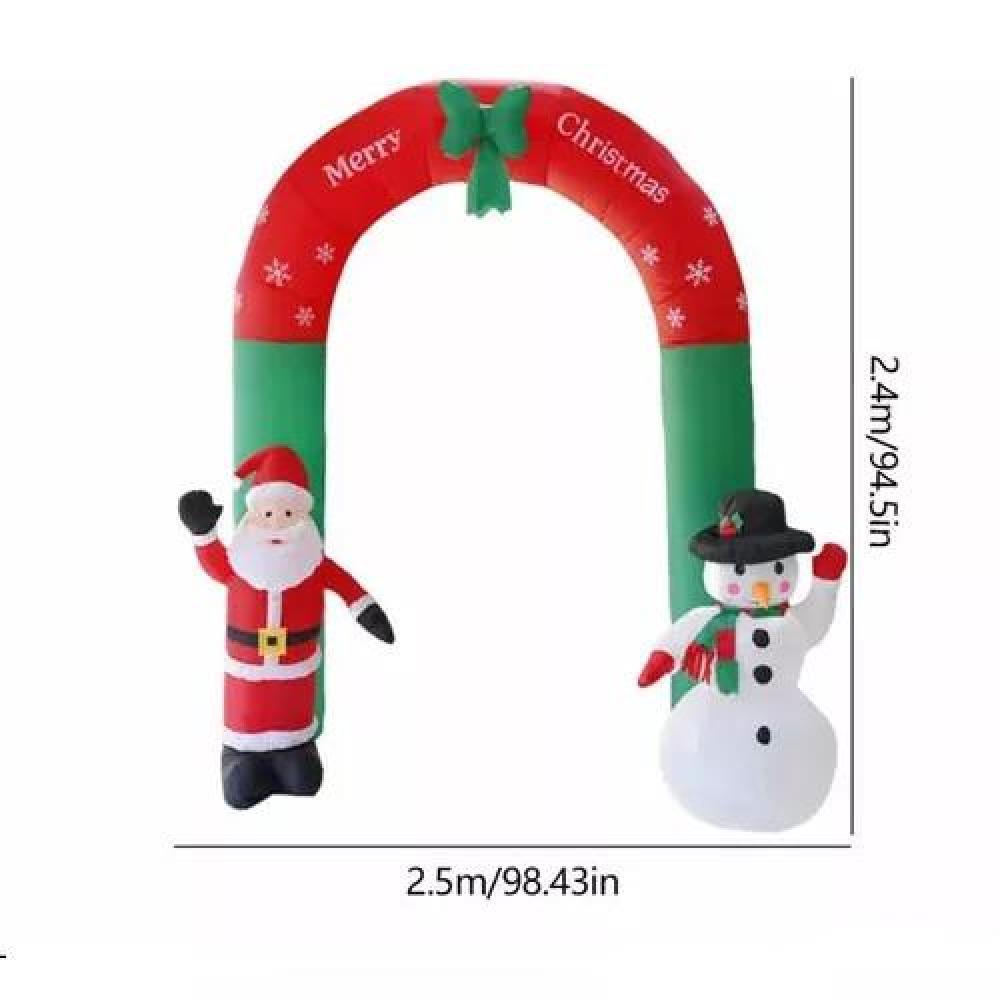 ARCO INFLABLE DE NAVIDAD CON LUCES LED, SANTA Y MUÑECO DE NIEVE ROJO - 2