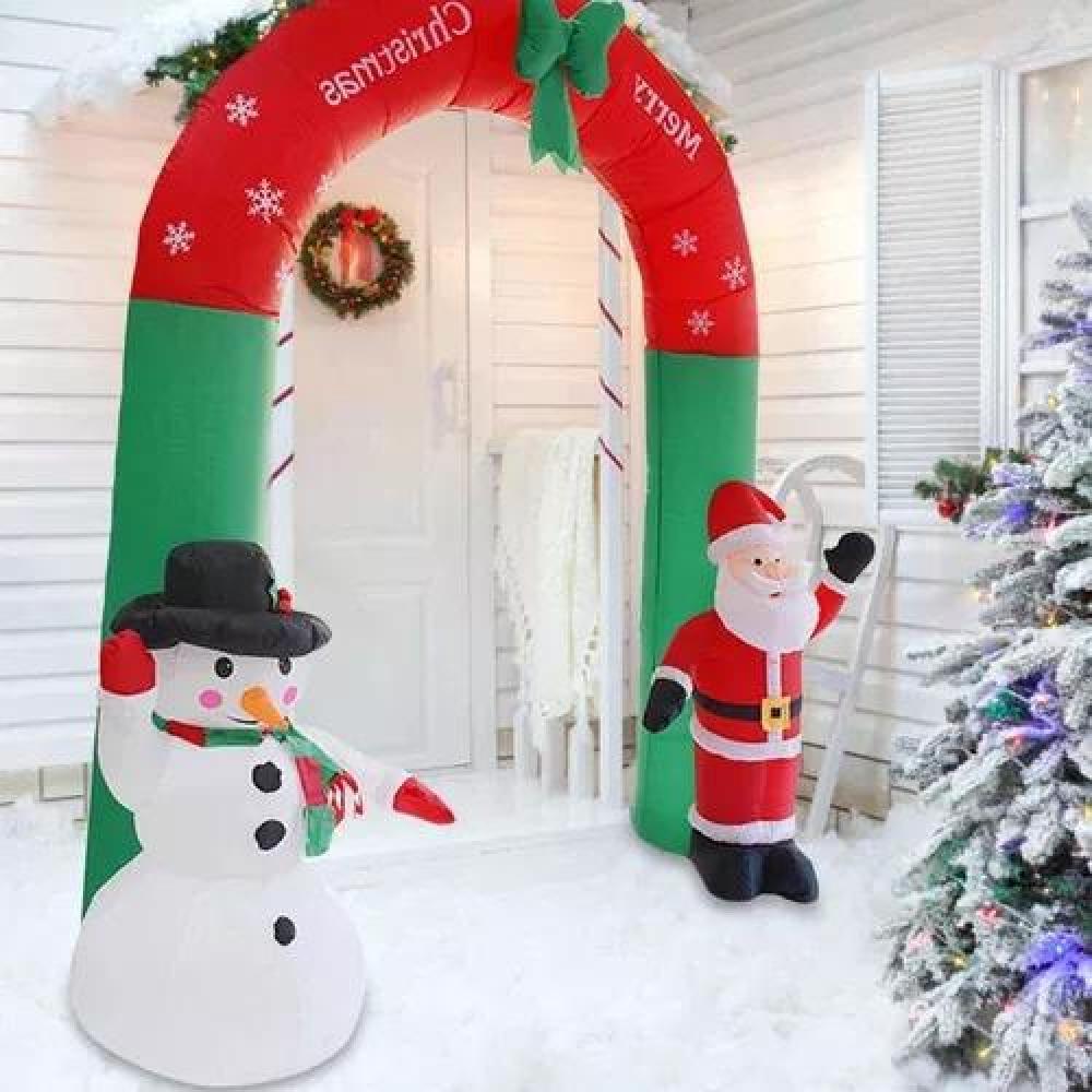 ARCO INFLABLE DE NAVIDAD CON LUCES LED, SANTA Y MUÑECO DE NIEVE ROJO - 3