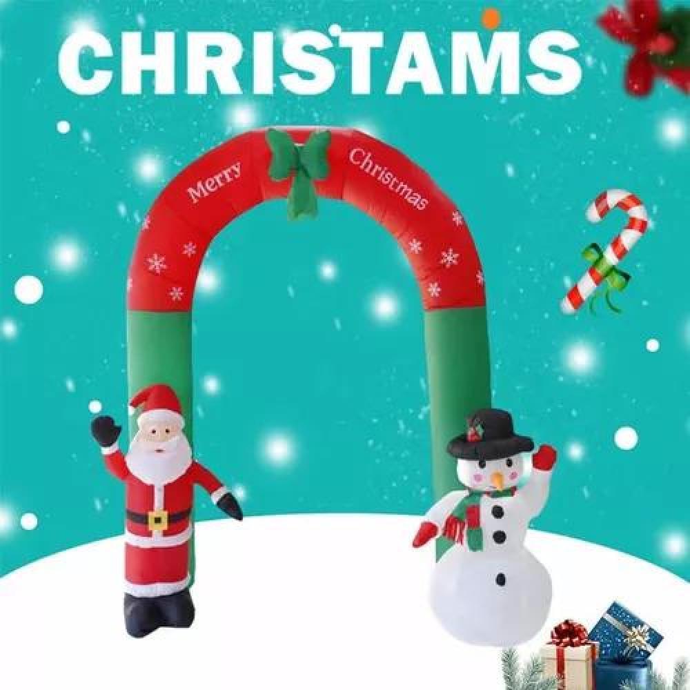 ARCO INFLABLE DE NAVIDAD CON LUCES LED, SANTA Y MUÑECO DE NIEVE ROJO - 4