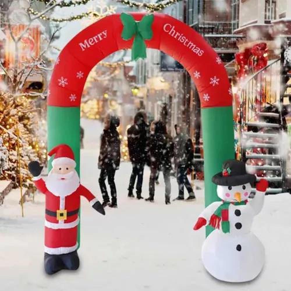 ARCO INFLABLE DE NAVIDAD CON LUCES LED, SANTA Y MUÑECO DE NIEVE ROJO - 5
