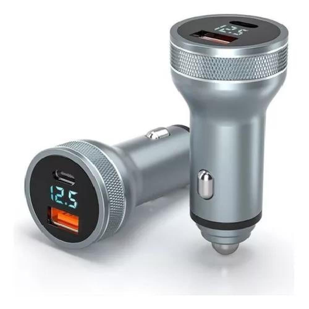 CARGADOR AUTO ESSAGER CARGA RÁPIDA 36W TIPO USB Y TIPO C GRIS - 1