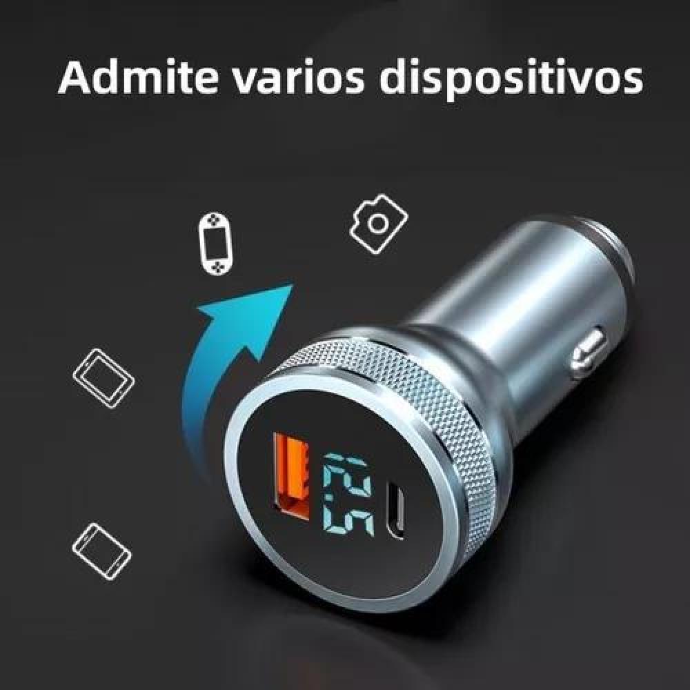 CARGADOR AUTO ESSAGER CARGA RÁPIDA 36W TIPO USB Y TIPO C GRIS - 4