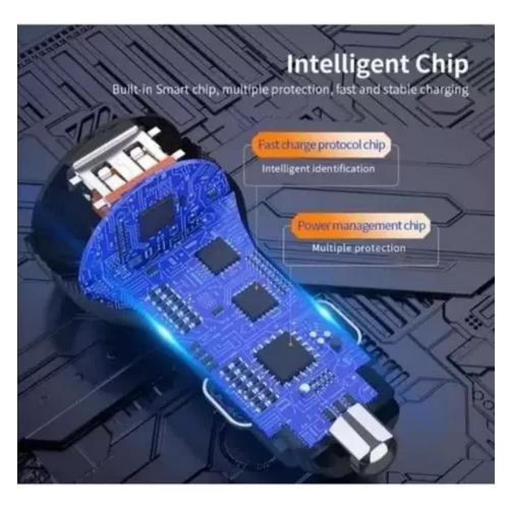 CARGADOR AUTO ESSAGER CARGA RÁPIDA 36W TIPO USB Y TIPO C GRIS - 5