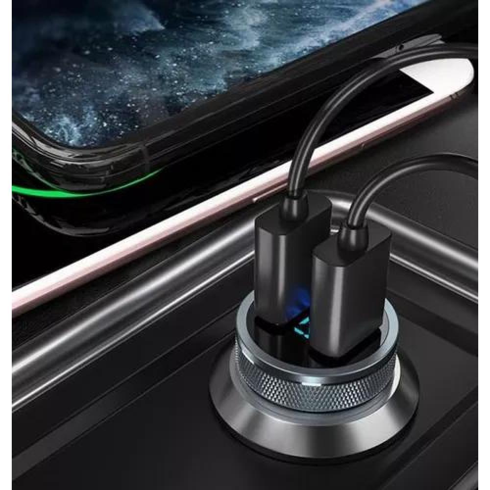 CARGADOR AUTO ESSAGER CARGA RÁPIDA 36W TIPO USB Y TIPO C GRIS - 6