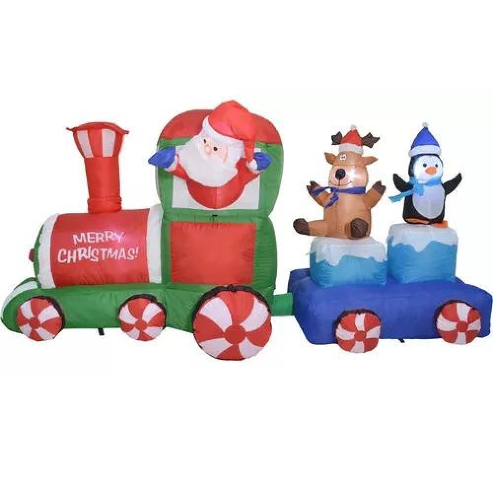 INFLABLE DE NAVIDAD TREN NAVIDEÑO 2.2 M EXTERIOR CON LUZ LED MULTICOLOR - 1