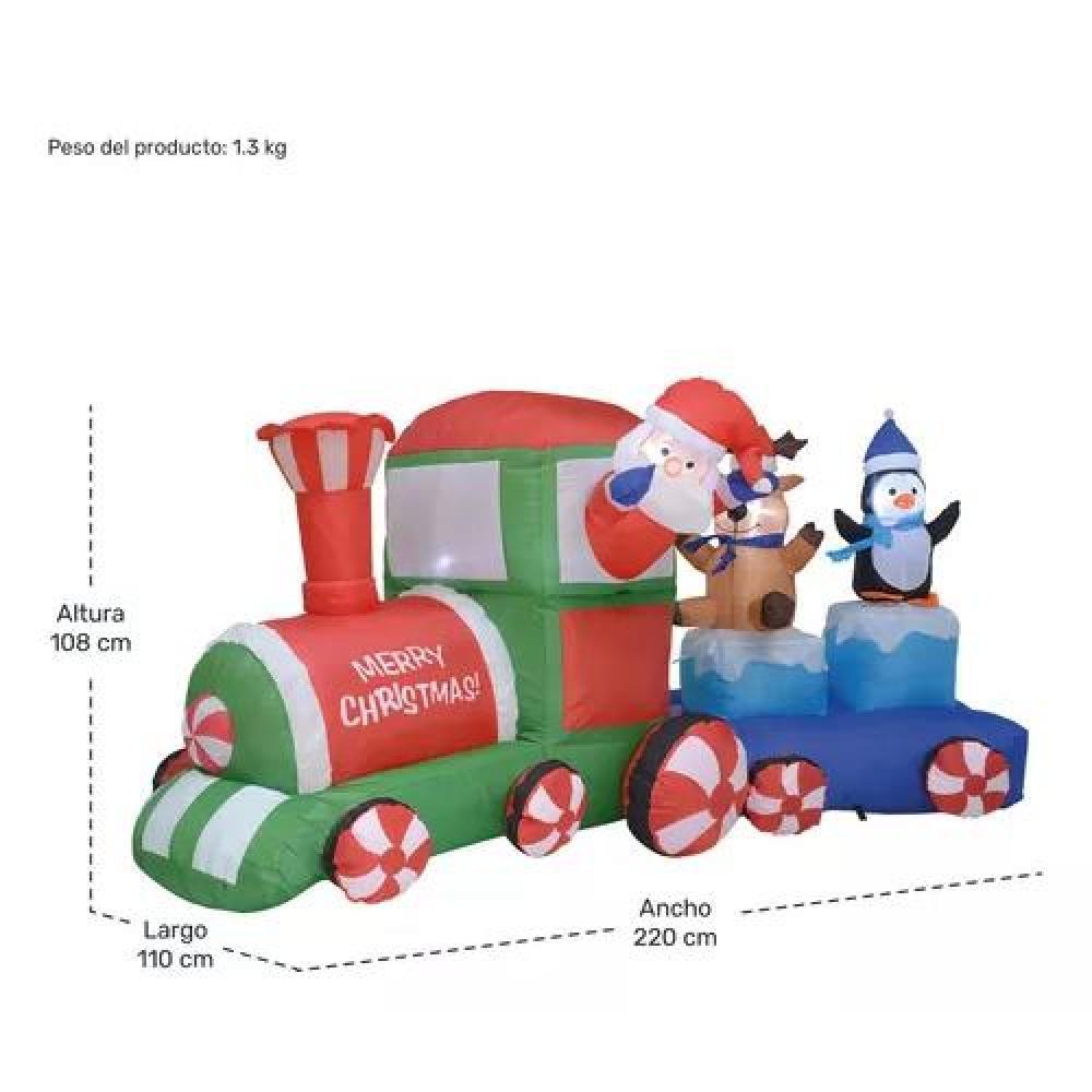 INFLABLE DE NAVIDAD TREN NAVIDEÑO 2.2 M EXTERIOR CON LUZ LED MULTICOLOR - 7