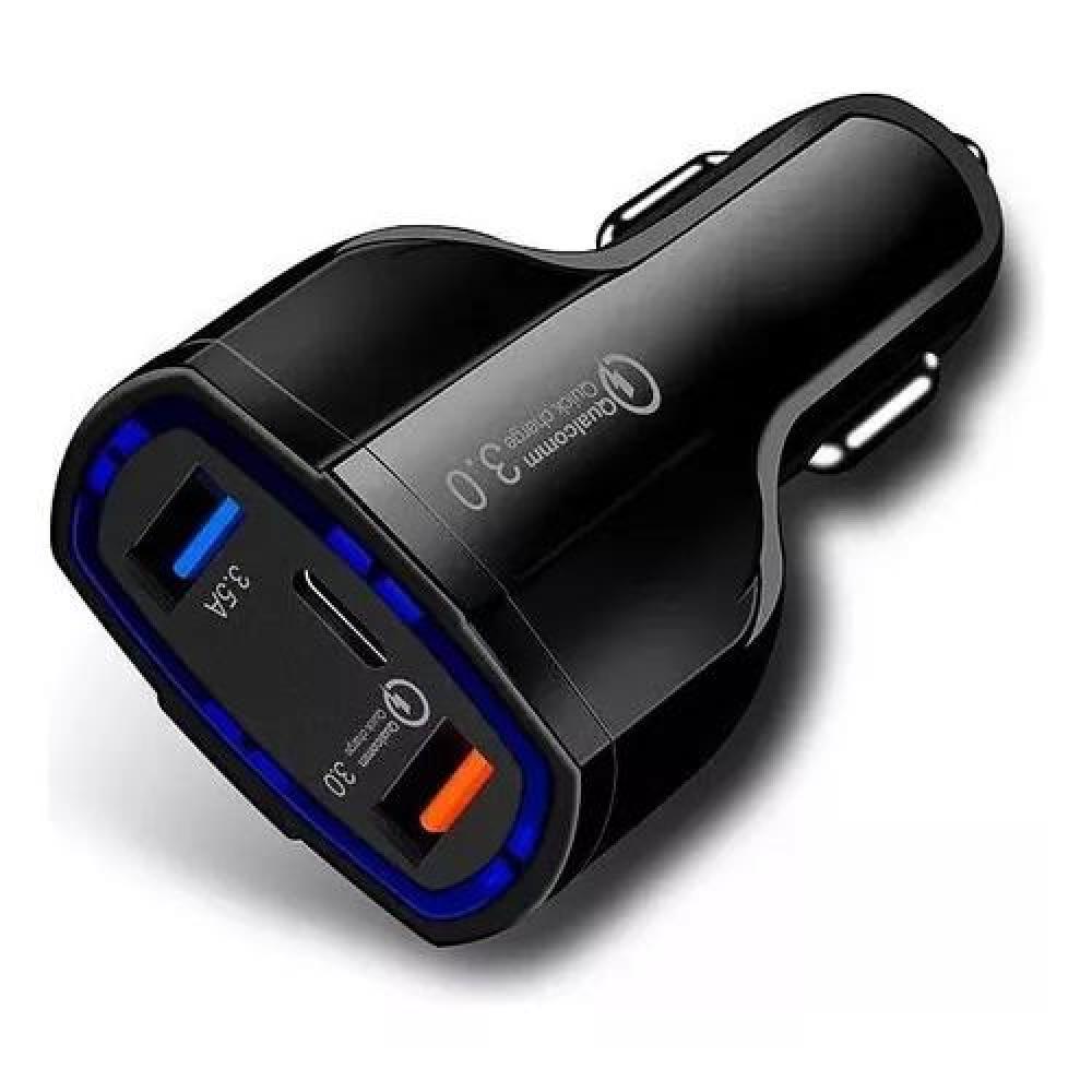 CARGADOR RÁPIDO AUTO DOBLE USB Y TIPO C QC3.0 NEGRO - 2