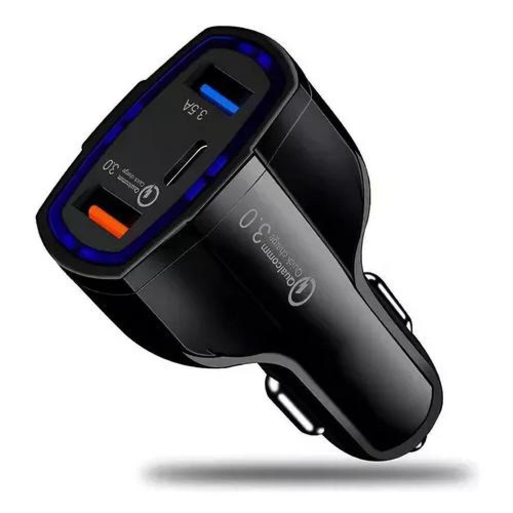 CARGADOR RÁPIDO AUTO DOBLE USB Y TIPO C QC3.0 NEGRO - 6