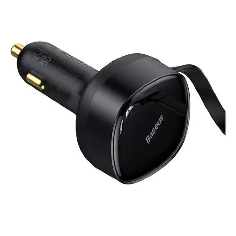 CARGADOR RÁPIDO AUTO BASEUS 2 EN 1 CABLE RETRÁCTIL 30W NEGRO - 3