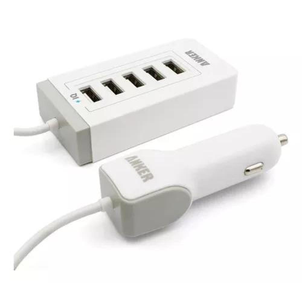 CARGADOR AUTO MÚLTIPLE 5 USB 50W ANKER BLANCO - 2