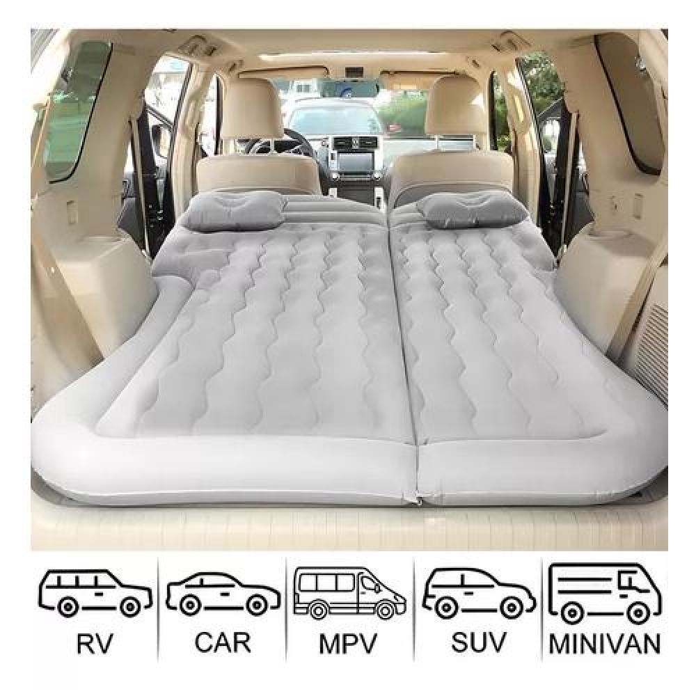COLCHÓN INFLABLE CON COMPRESOR 12V Y 2 ALMOHADAS PARA AUTO, COLOR GRIS - 7