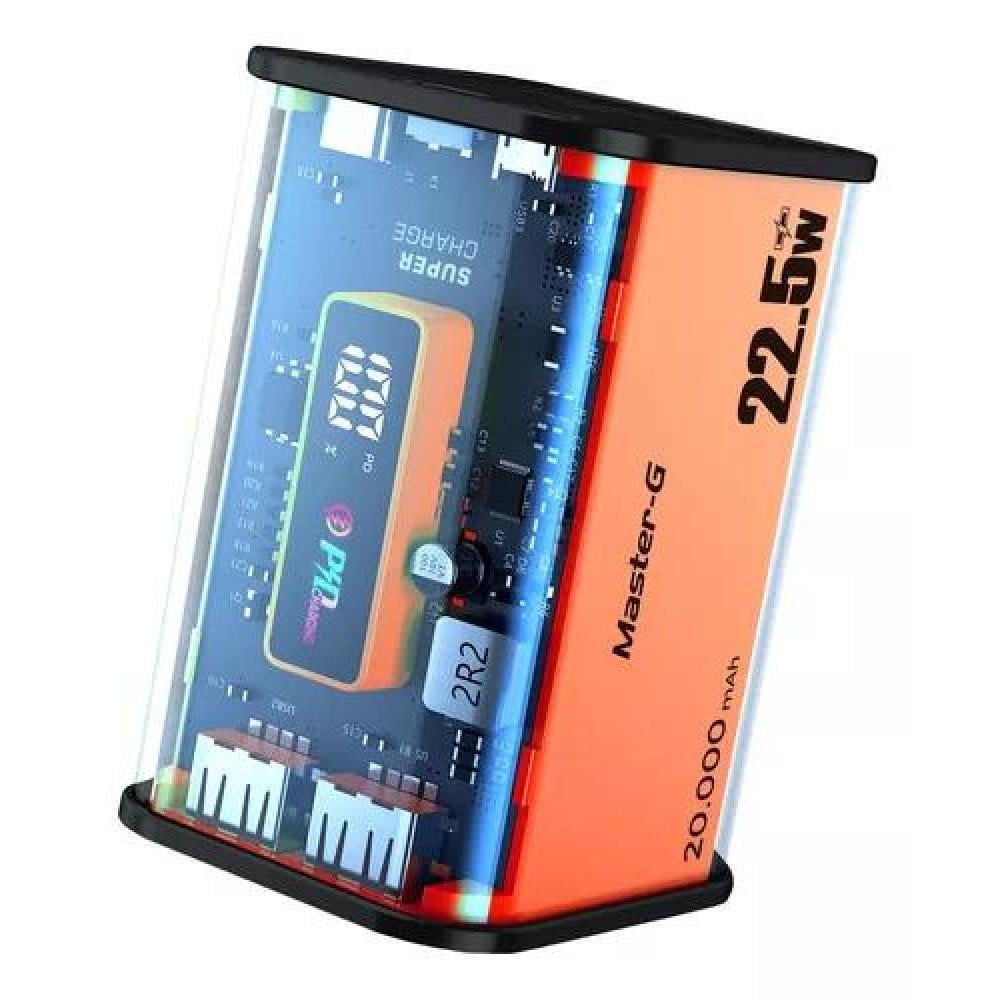 BATERÍA EXTERNA POWER BANK 20,000 MAH, CARGA RÁPIDA, COLOR NARANJO - 1
