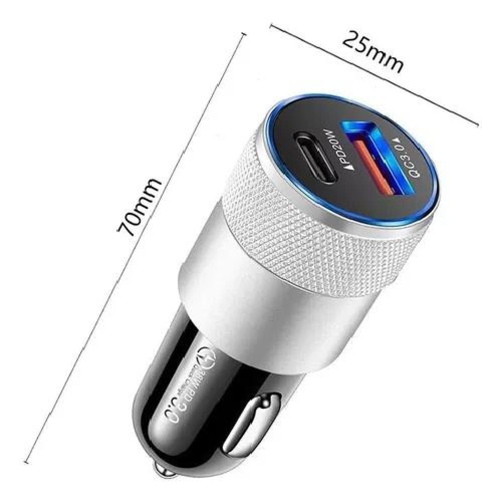 CARGADOR UNIVERSAL AUTO CAMIÓN USB-C CARGA RÁPIDA 3.0 PD 38W PLATEADO - 4
