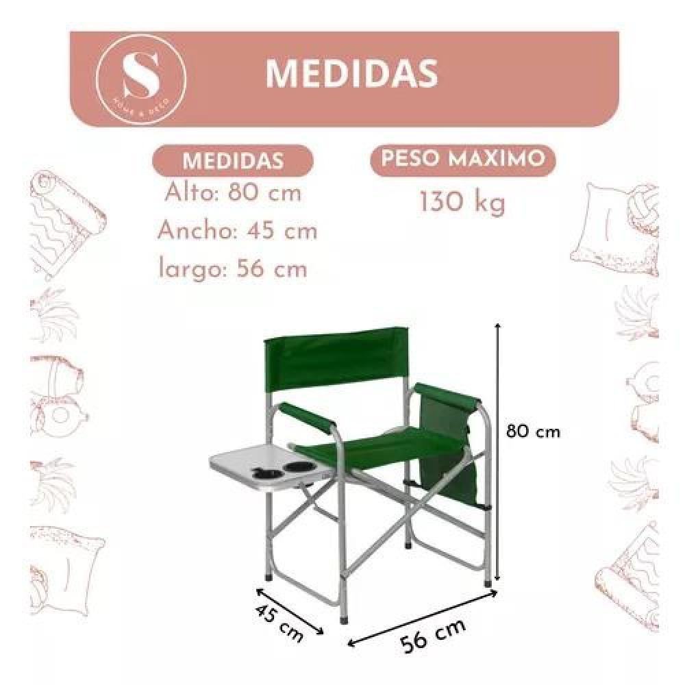 SILLA PLEGABLE DE CAMPING CON MESITA VERDE - 3