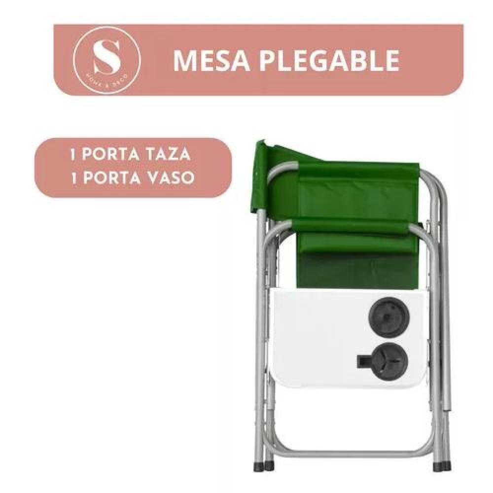SILLA PLEGABLE DE CAMPING CON MESITA VERDE - 5