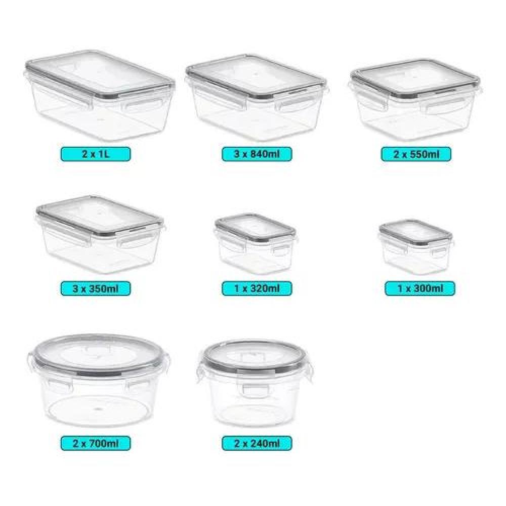 ORGANIZA TU COCINA: JUEGO DE 16 TARROS APILABLES CON TAPA HERMÉTICA, COLOR TRANSPARENTE - 4