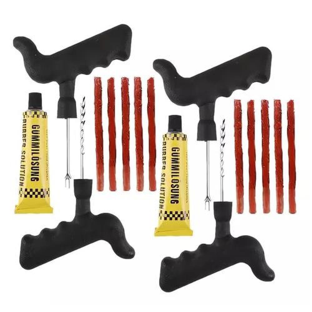 PACK DE 2 KITS DE EMERGENCIA PARA REPARACIÓN DE PINCHAZOS, NEUMÁTICOS, AUTO Y MOTO - 5