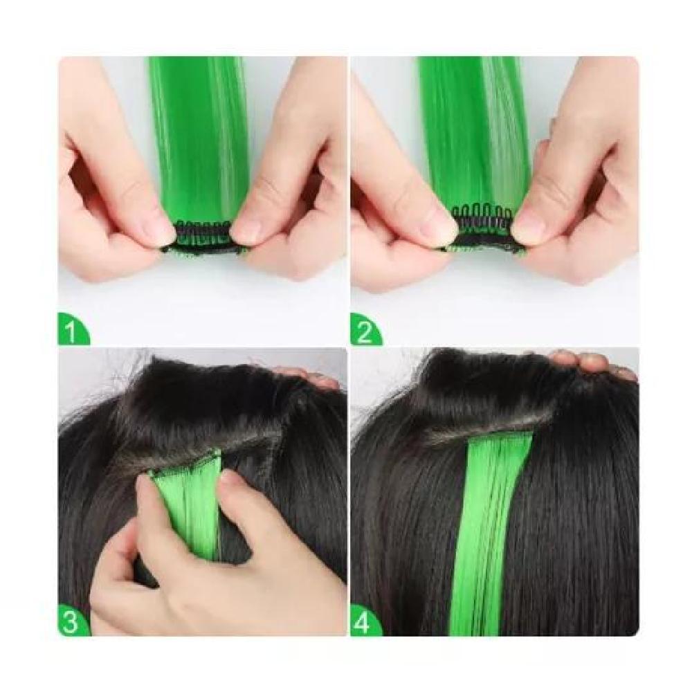 PACK DE 12 EXTENSIONES DE CABELLO SINTÉTICO, COLORES FANTASÍA PARA MUJER, COLOR MULTICOLOR - 4