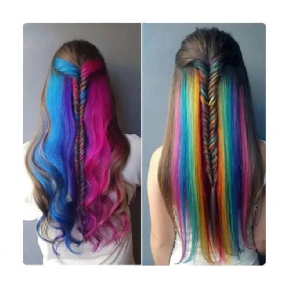 PACK DE 12 EXTENSIONES DE CABELLO SINTÉTICO, COLORES FANTASÍA PARA MUJER, COLOR MULTICOLOR - 5