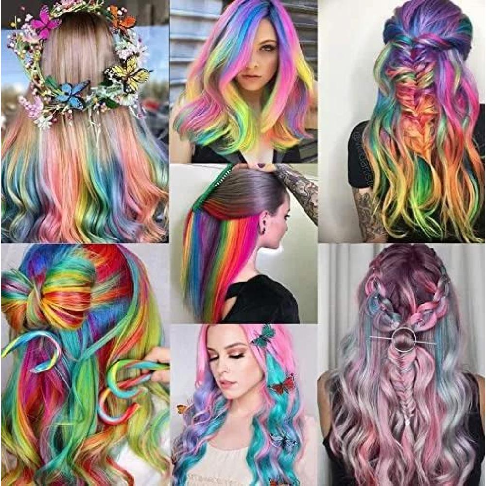PACK DE 12 EXTENSIONES DE CABELLO SINTÉTICO, COLORES FANTASÍA PARA MUJER, COLOR MULTICOLOR - 7