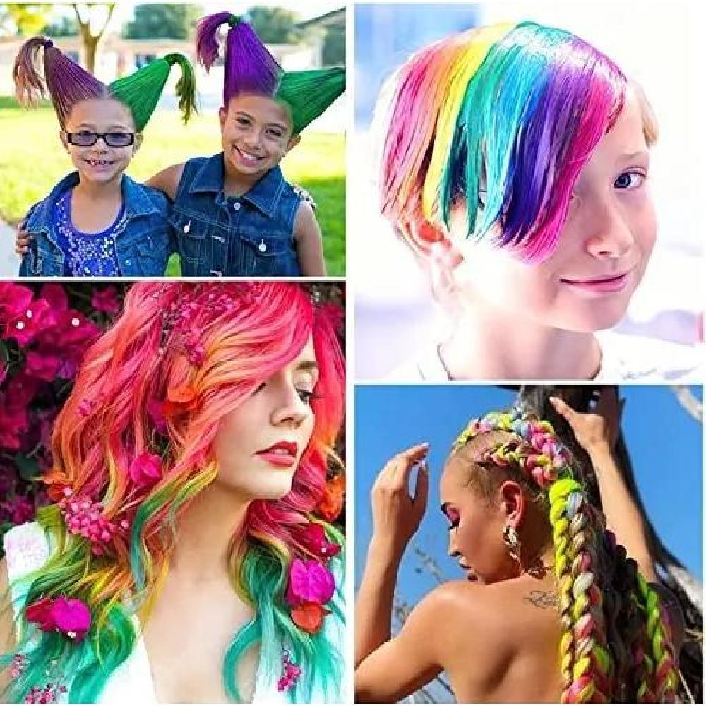 PACK DE 12 EXTENSIONES DE CABELLO SINTÉTICO, COLORES FANTASÍA PARA MUJER, COLOR MULTICOLOR - 8