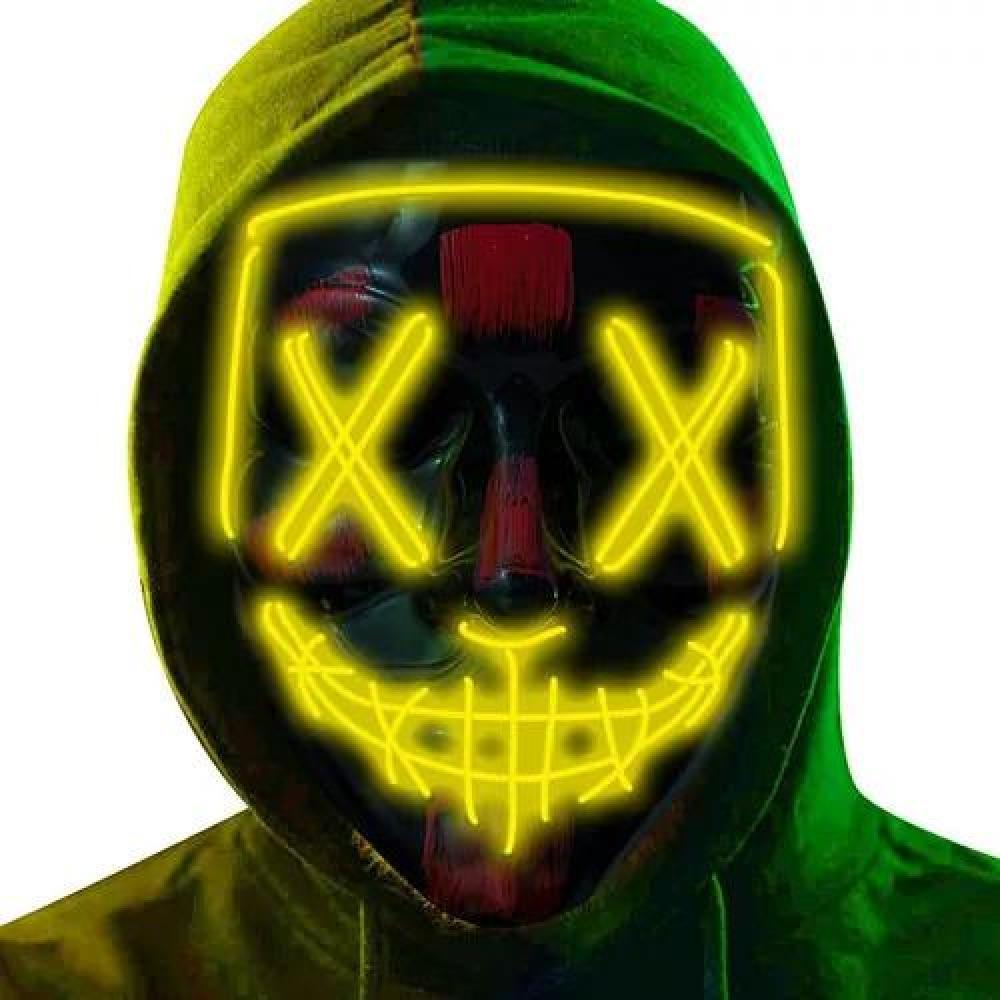 PACK DE 2 MÁSCARAS LED LA PURGA, HALLOWEEN, TERROR, COSPLAY, COLOR AMARILLO - 1