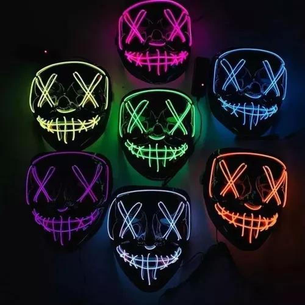 PACK DE 2 MÁSCARAS LED LA PURGA, HALLOWEEN, TERROR, COSPLAY, COLOR AMARILLO - 3