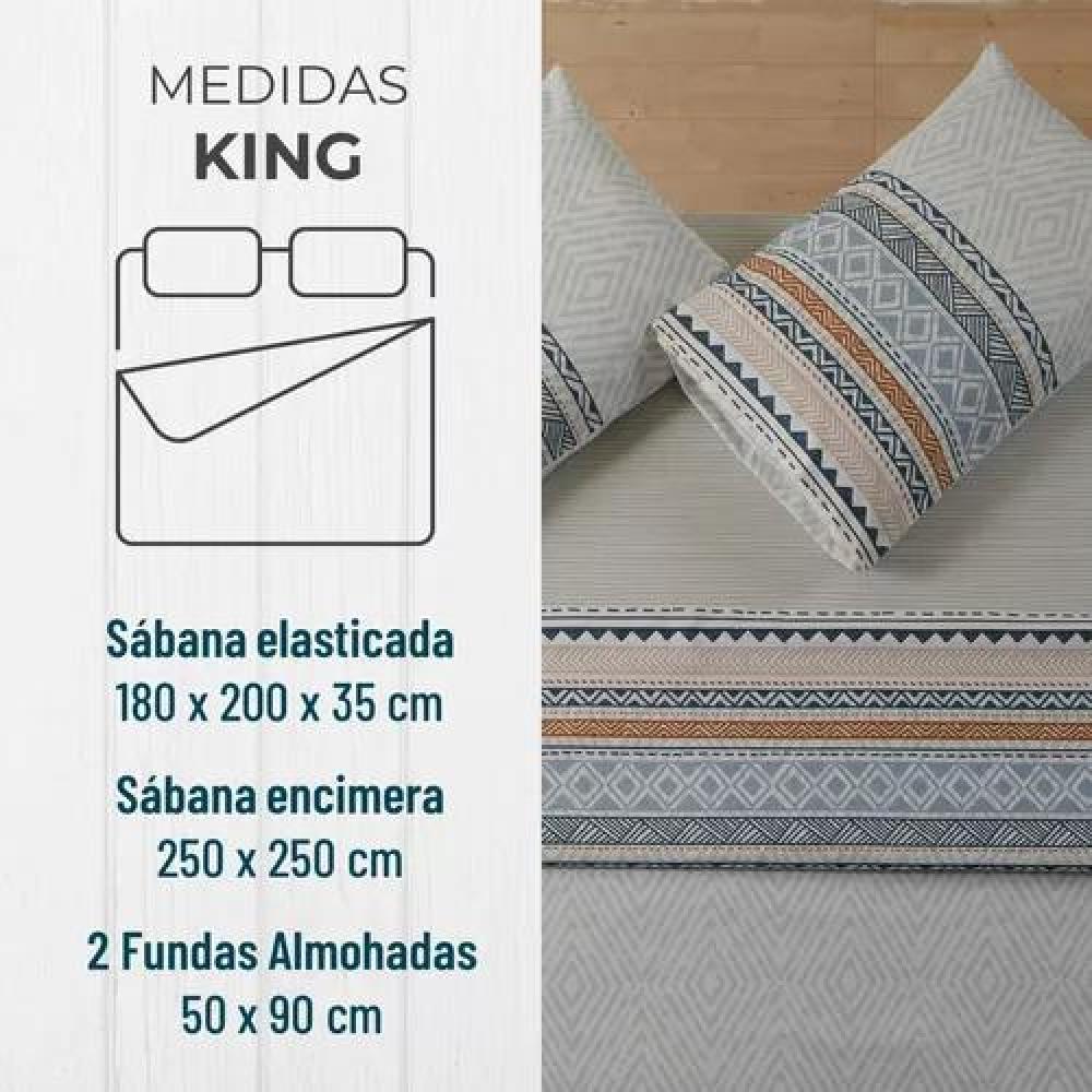 JUEGO DE SÁBANAS ESTAMPADAS ULTRA SUAVE + FUNDA ALMOHADA, SUPER KING, GRIS - 2