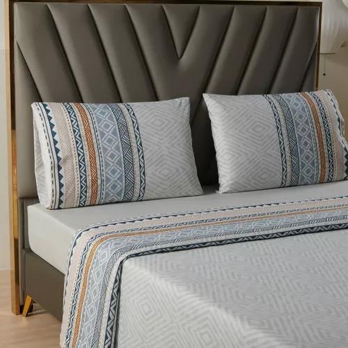 JUEGO DE SÁBANAS ESTAMPADAS ULTRA SUAVE + FUNDA ALMOHADA, SUPER KING, GRIS - 5