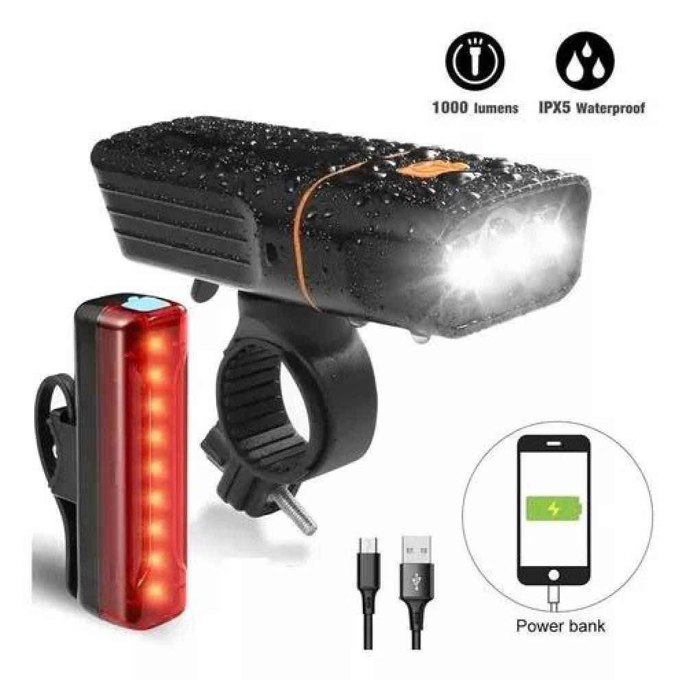 LUZ DE BICICLETA IMPERMEABLE RECARGABLE TRASERA 1000LM - 3