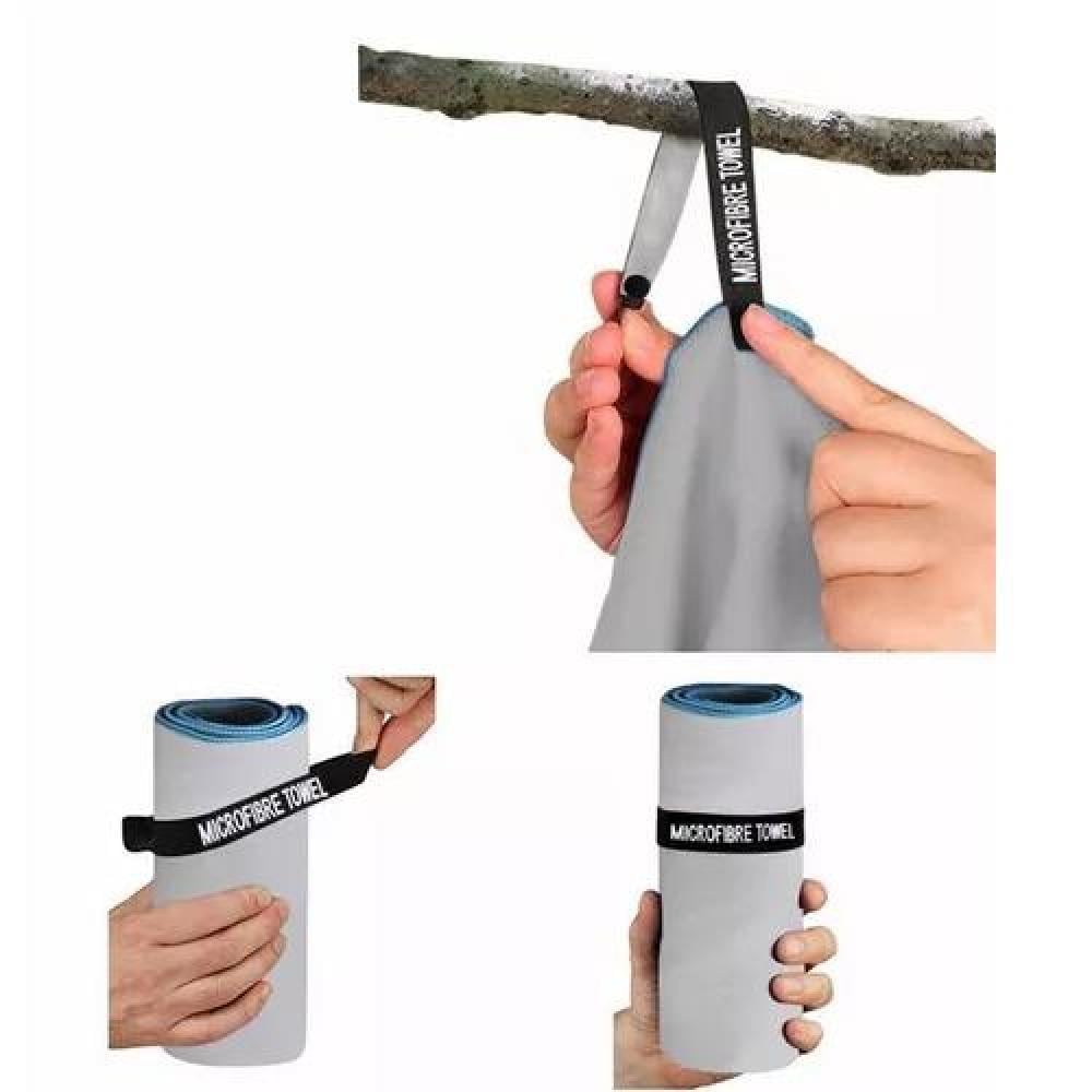 TOALLA DE BAÑO DE VIAJE DE MICROFIBRA, SECADO RÁPIDO, 3 PIEZAS, GRIS - 4