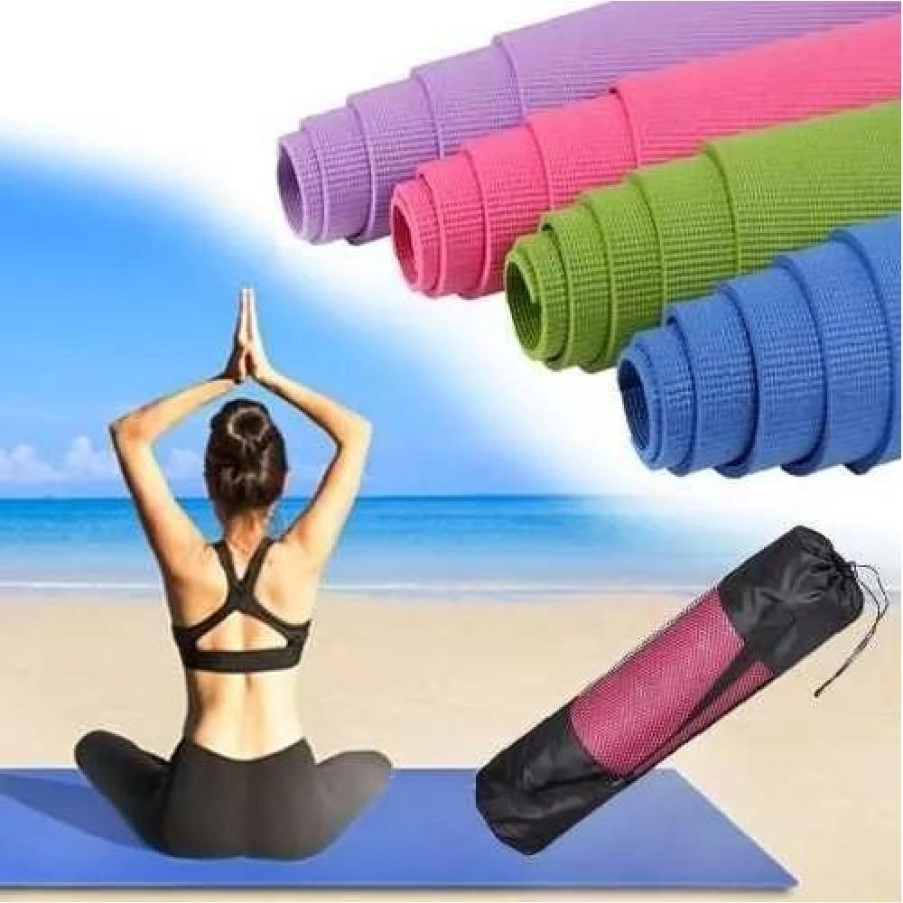 COLCHONETA MAT YOGA MANTA CON BOLSO DEPORTE 4MM 173X61CM ROSADO - 2