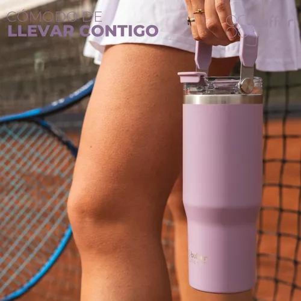 VASO TUMBLER MUG TÉRMICO, BOTELLA DE AGUA, BUFFER, ACERO INOXIDABLE, LILA - 4