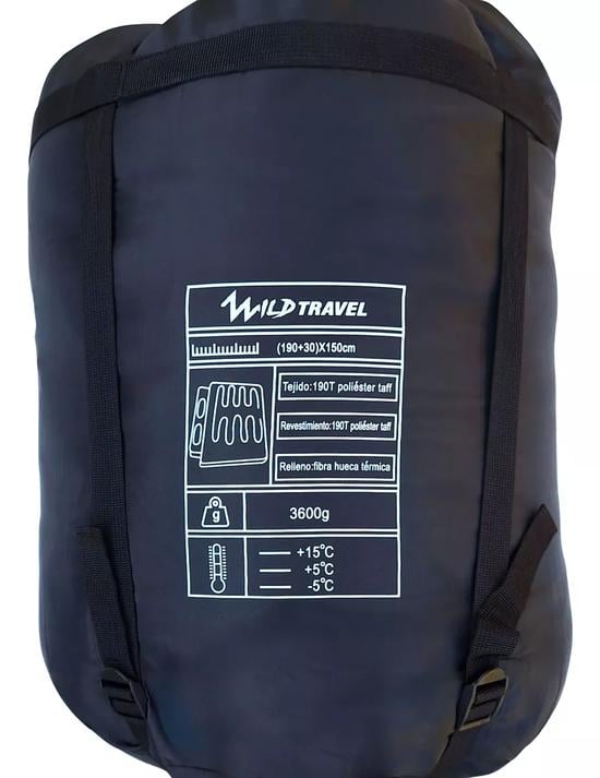 SACO DE DORMIR DOS PLAZAS DOBLE WILD TRAVEL -5º +15º 3600G AZUL - 4