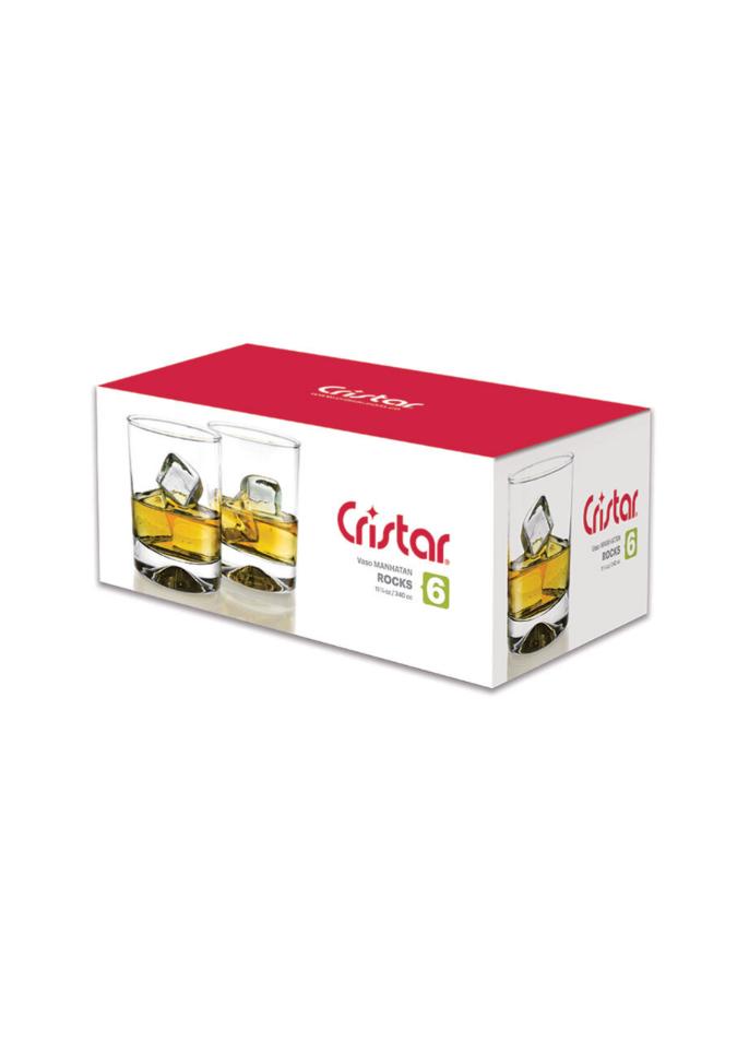 SET 6 VASOS WHISKY MANHATTAN BAJO CRISTAR VIDRIO - 1