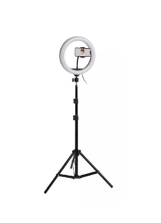 ANILLO ARO LUZ LED FOTOGRAFÍA 26 CM + TRÍPODE AJUSTABLE, ESTRUCTURA NEGRA - 1