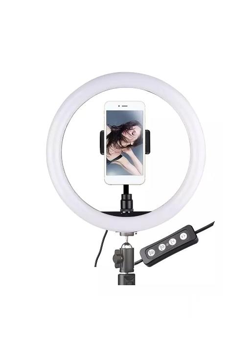 ANILLO ARO LUZ LED FOTOGRAFÍA 26 CM + TRÍPODE AJUSTABLE, ESTRUCTURA NEGRA - 2