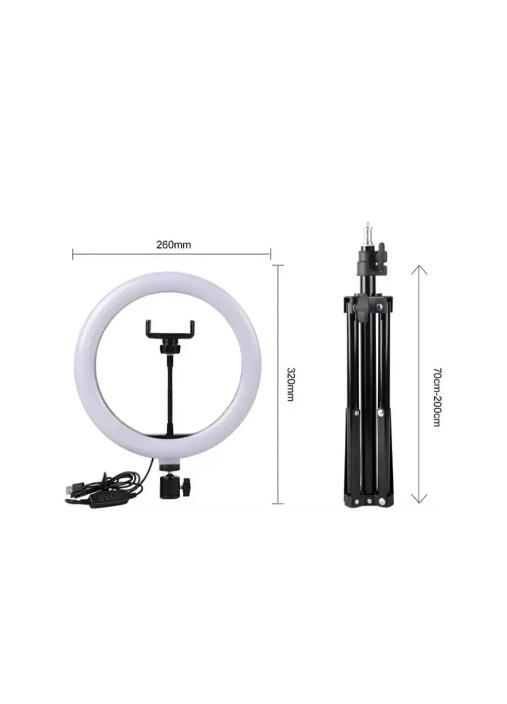 ANILLO ARO LUZ LED FOTOGRAFÍA 26 CM + TRÍPODE AJUSTABLE, ESTRUCTURA NEGRA - 4