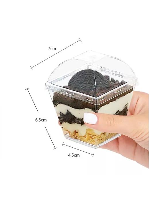 PACK 100 VASOS O POCILLO TAPA ACRÍLICO POSTRES 210ML - 2