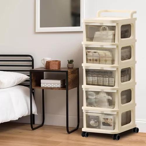 CARRITO ORGANIZADOR RUEDAS TIPO CÓMODA 5 CAJONES BEIGE - 5