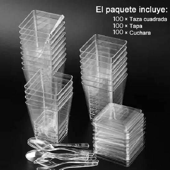 SET 100 VASOS SHOT POSTRES PLÁSTICO 160ML - 4
