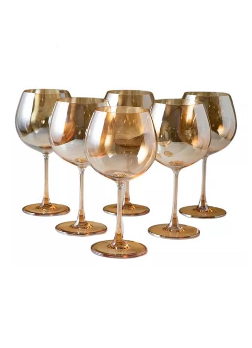 SET 6 COPAS DE VIDRIO PARA VINO DORADO OSCURO - 2