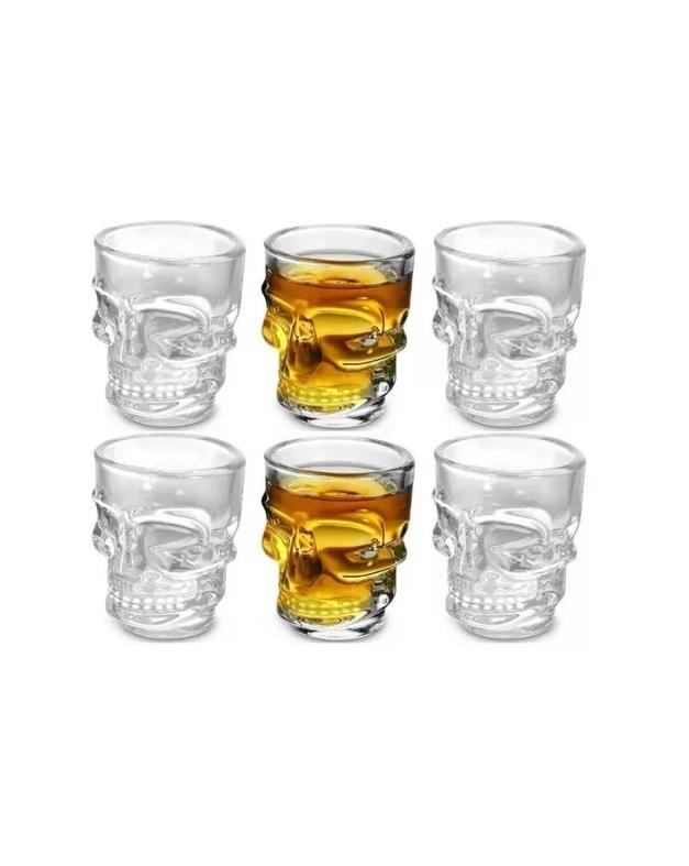 VASO SHOT TEQUILERO CALAVERA VIDRIO 6 PCS 65ML - 4