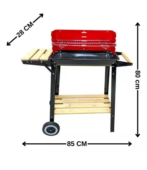 PARRILLA DE ASADO CON RUEDA Y REPISA 85X28X80CM - 2