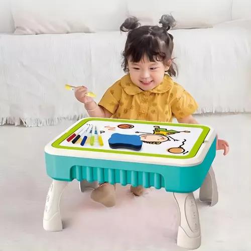 MESA DE APRENDIZAJE 2 EN 1: BLOQUES DE CONSTRUCCIÓN Y PIZARRA 58 PIEZAS - 6
