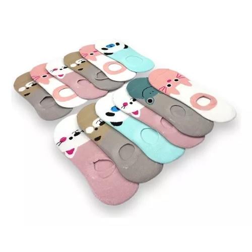 PACK DE 12 PARES DE CALCETINES PARA MUJER, TOBILLERAS, DISEÑOS DE ANIMALES - 1
