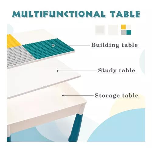 MESA DIDÁCTICA DE BLOQUES DE CONSTRUCCIÓN 200 PIEZAS Y 2 SILLAS BLANCA - 5